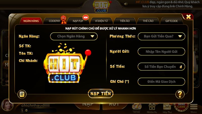 Câu hỏi thường gặp xoay quanh vấn đề nạp tiền Hitclub