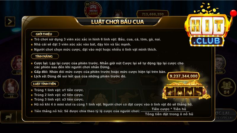 Hướng dẫn cách chơi bầu cua HITCLUB