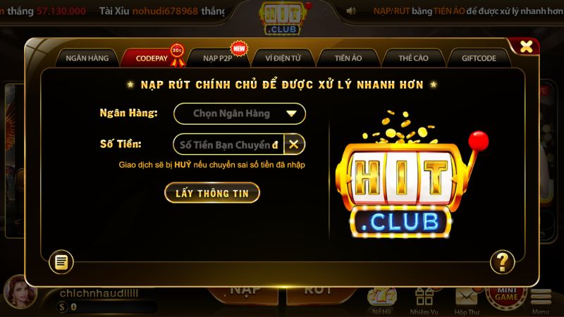 Hướng dẫn nạp tiền Hitclub đơn giản qua từng phương thức