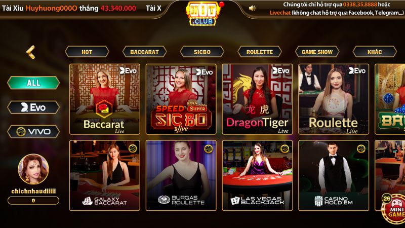 Những siêu phẩm có tại casino HITCLUB